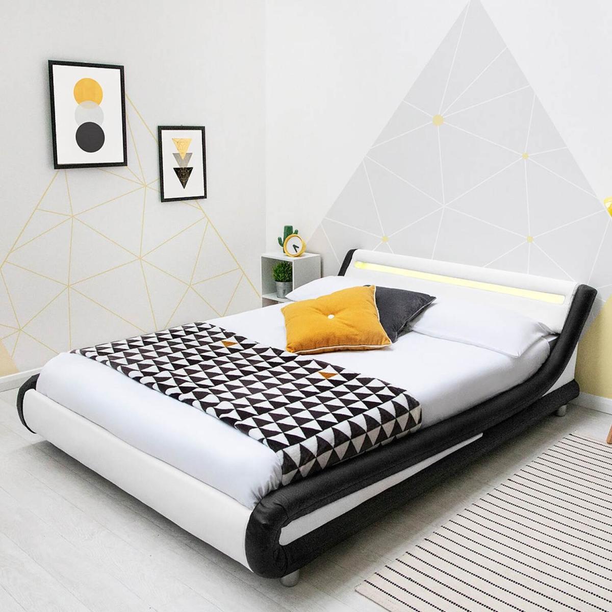 Barcelona Black and White LED Bed Frame - White / Double – image 4