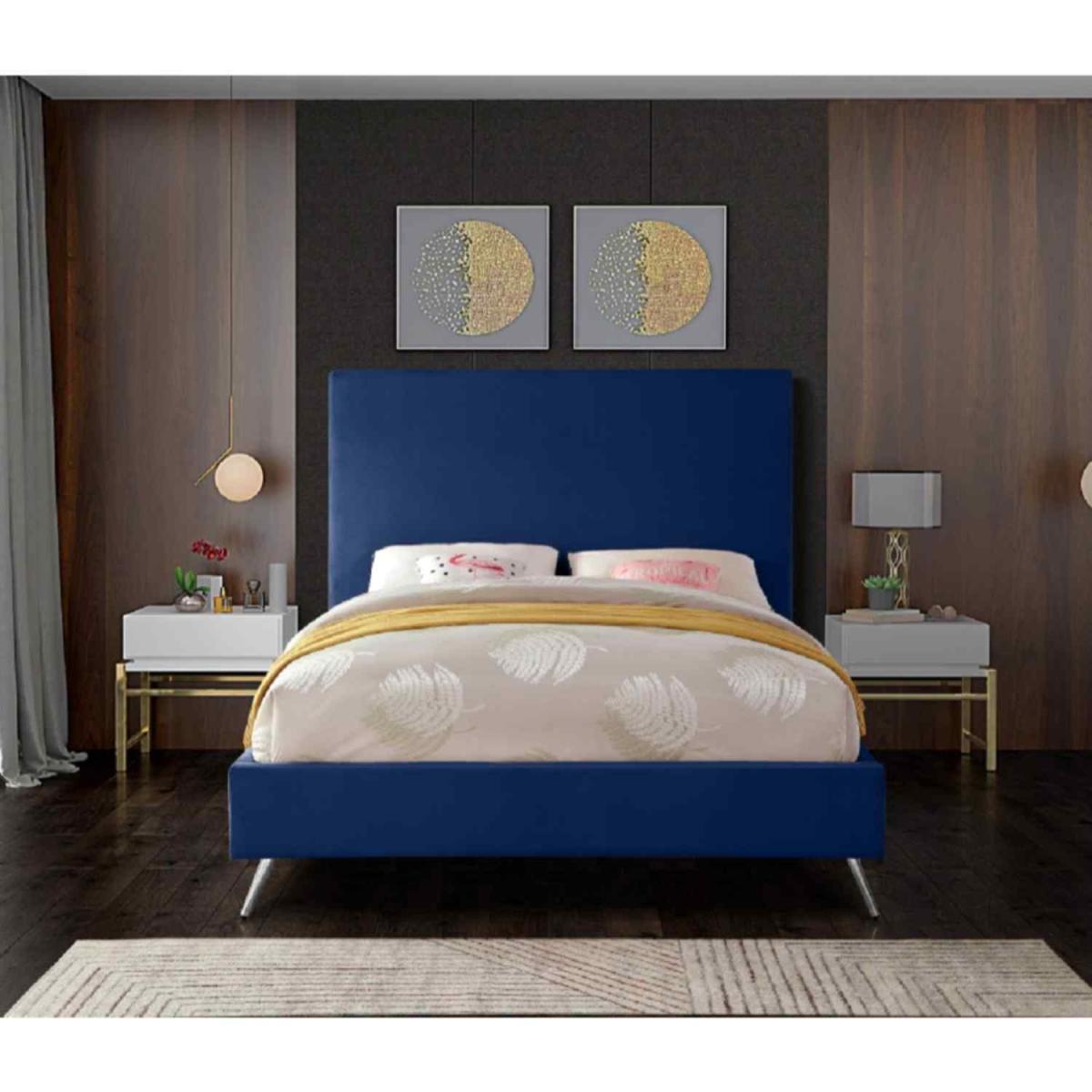 Jean Upholstered Plush Velvet Bed Frame - Pink / Double – image 3