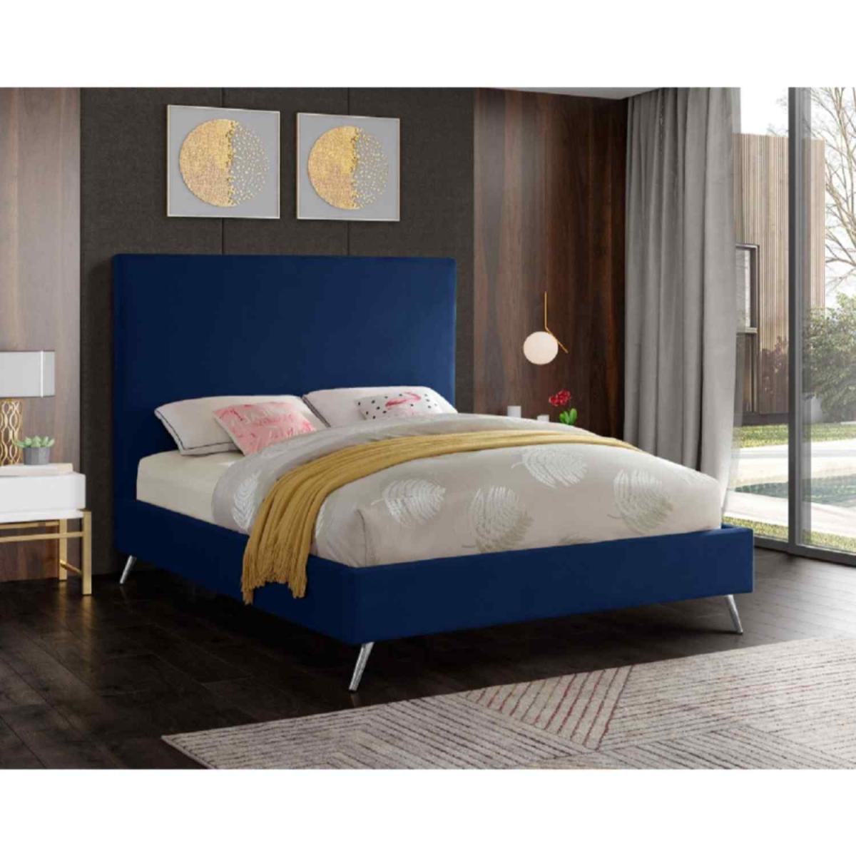 Jean Upholstered Plush Velvet Bed Frame - Pink / Double – image 5