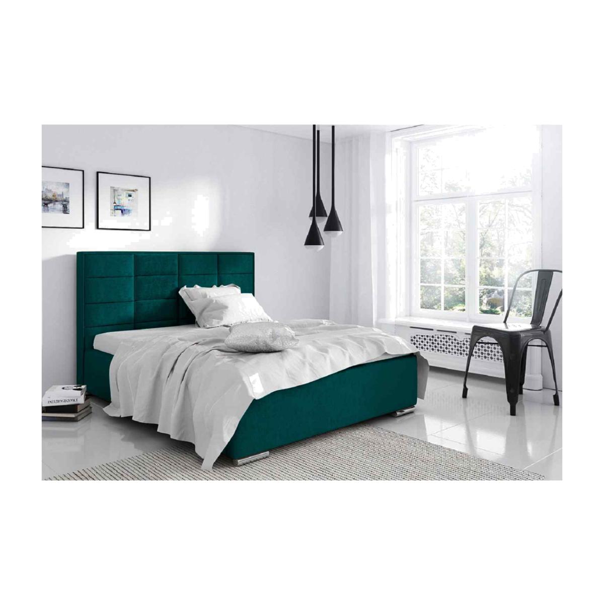 Angela Upholstered Plush Velvet Bed Frame - Green / Double – image 1