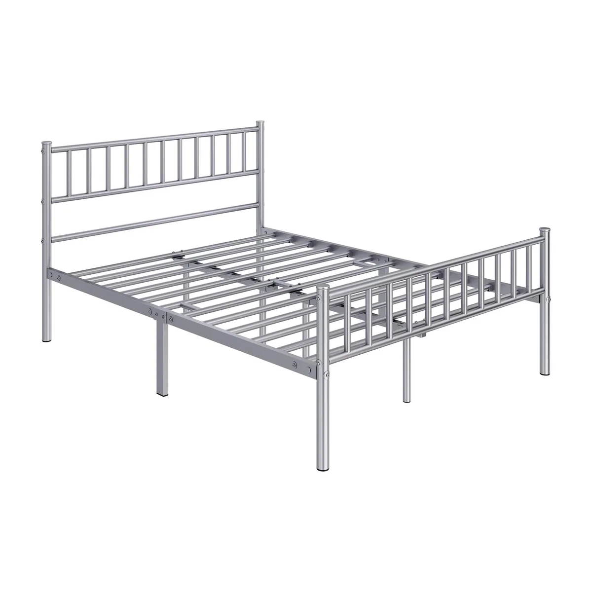 Metal Bed Frame with Large Storage Space - Silver / Double – image 1