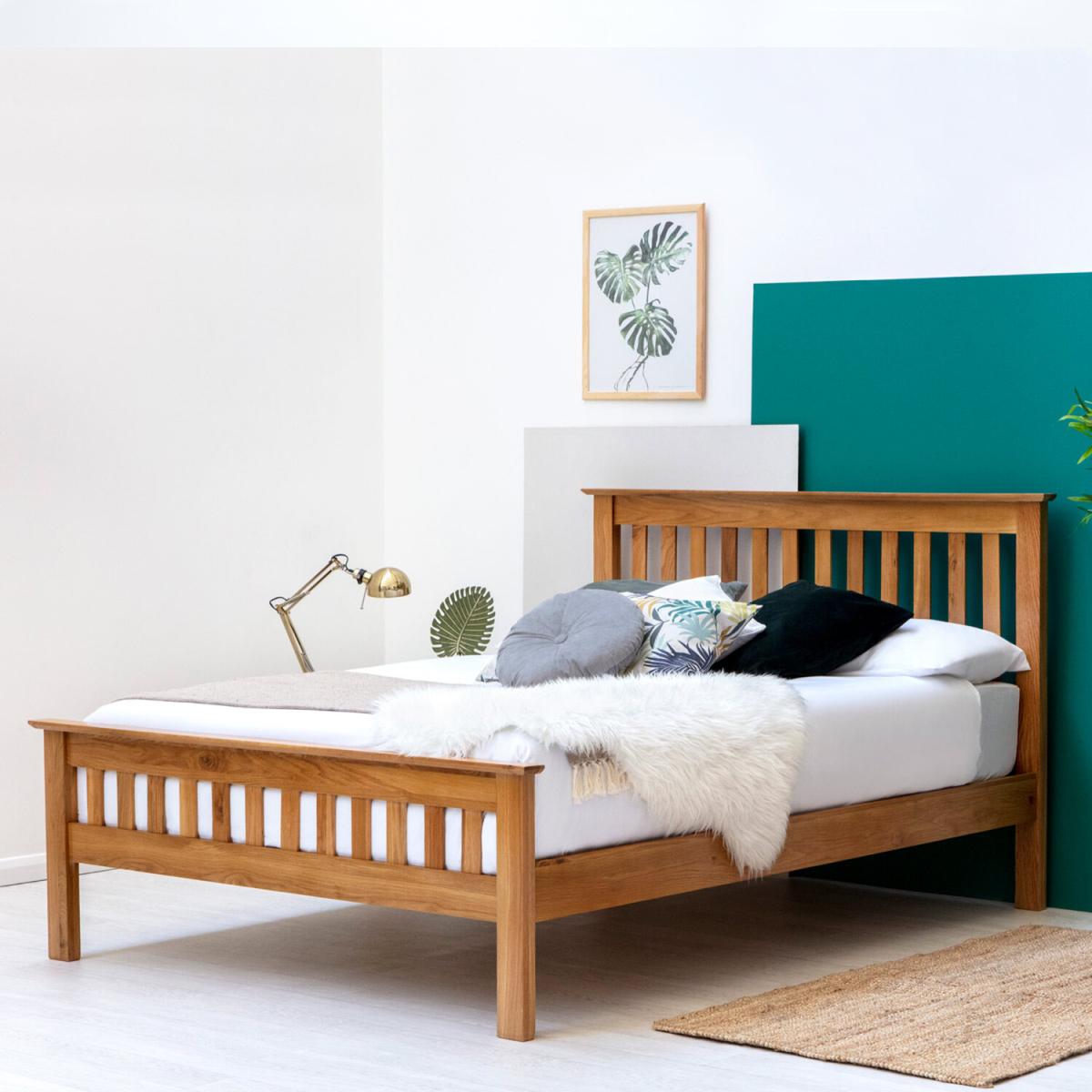 Chelford Farmhouse Style Solid Oak Wooden Bed Frame - Brown / 63g – image 2
