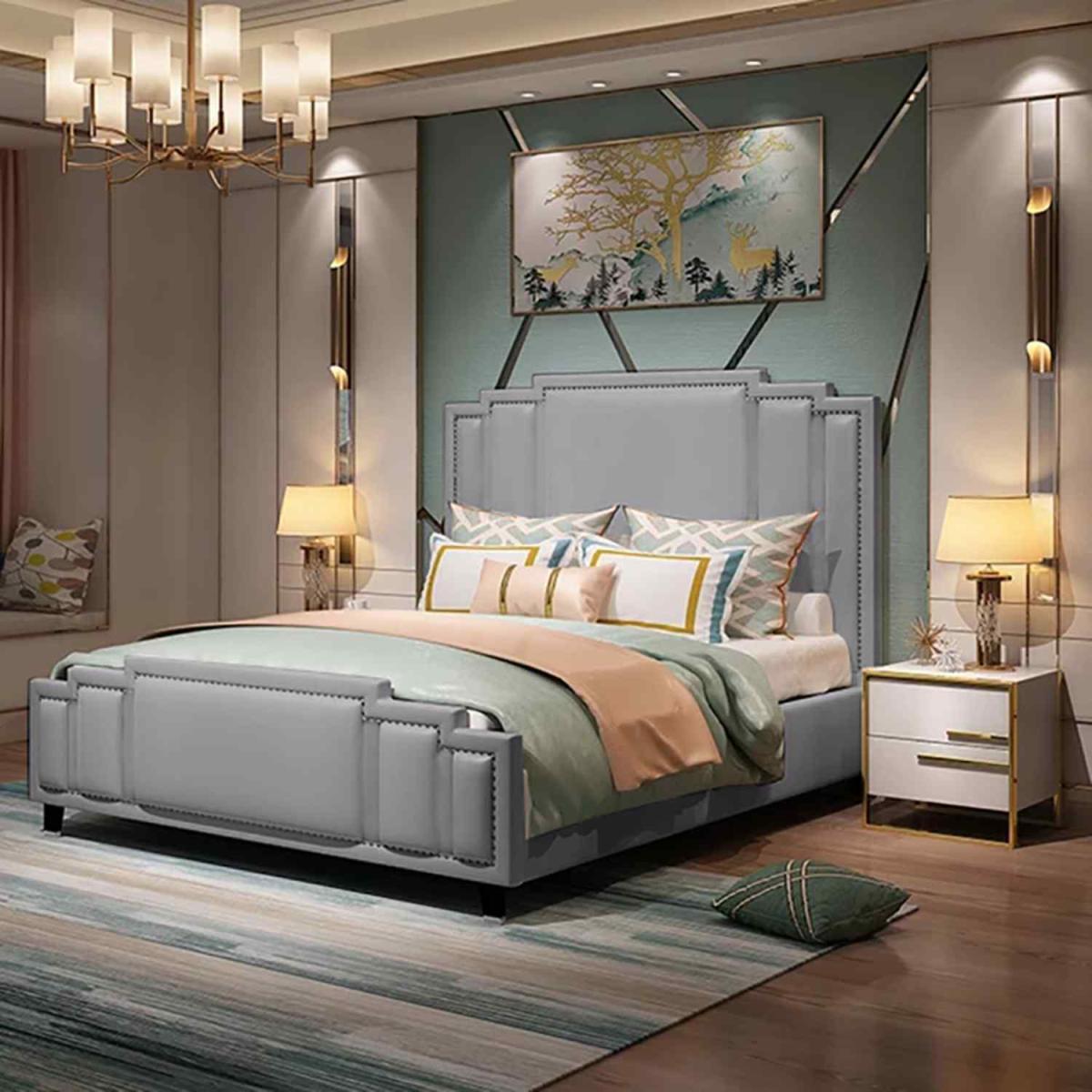 Elias Upholstered Plush Velvet Bed Frame - Black / Double – image 5