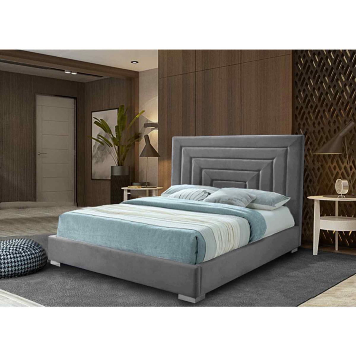Luka Upholstered Plush Velvet Bed Frame   - Pink / Double – image 4
