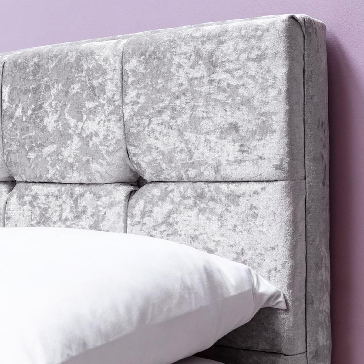 Highclere Silver Crushed Velvet Bed Frame - Silver / Double – image 3