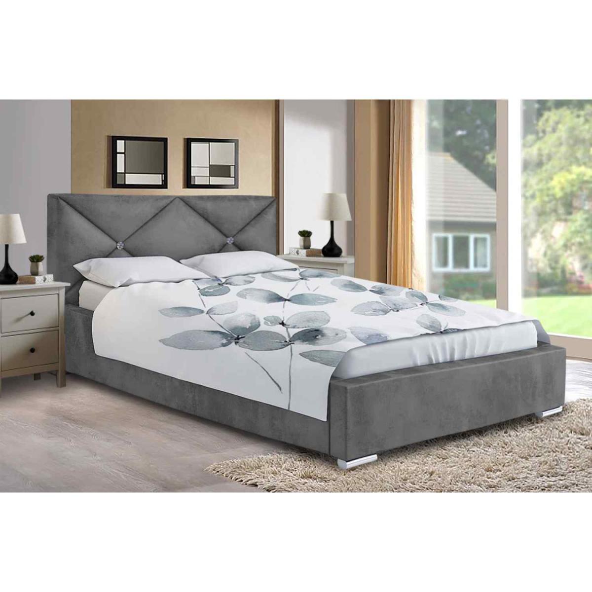 Mia Upholstered Plush Velvet Bed Frame - Grey / Double – image 2