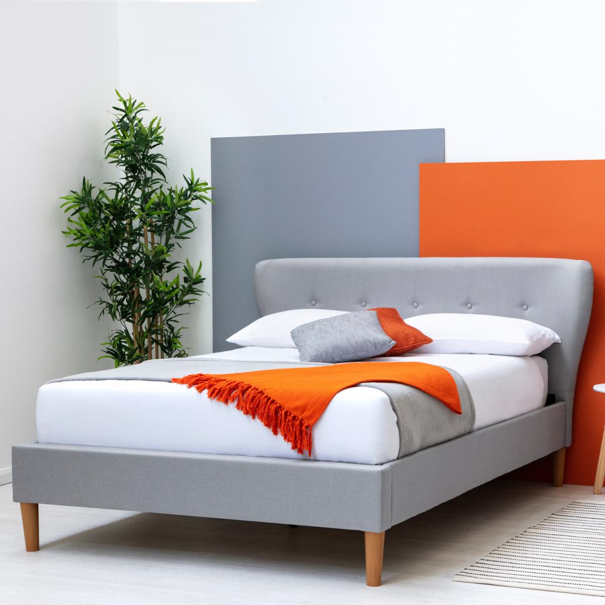 Chatwell Winged Headboard Grey Fabric Bed Frame - Grey / 34g – image 2