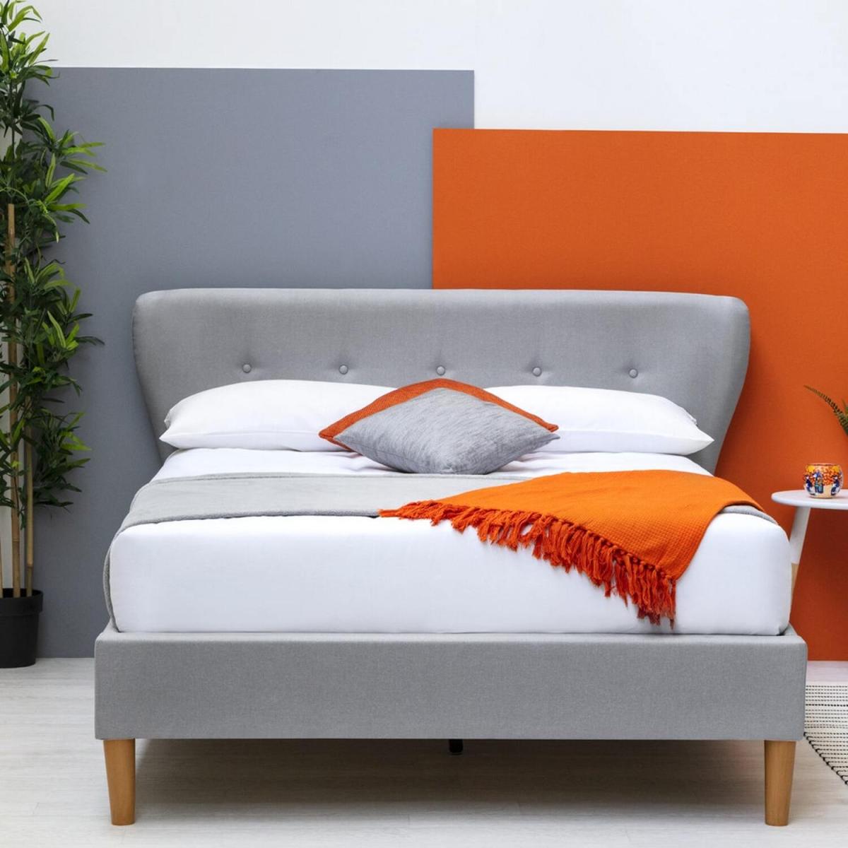 Chatwell Winged Headboard Grey Fabric Bed Frame - Grey / 34g – image 3