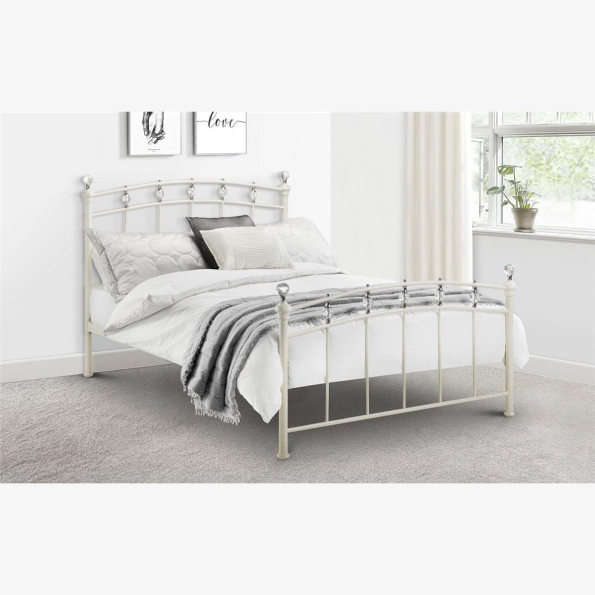 Crystal Finial Metal Bed Frame - Metal / Double – image 1