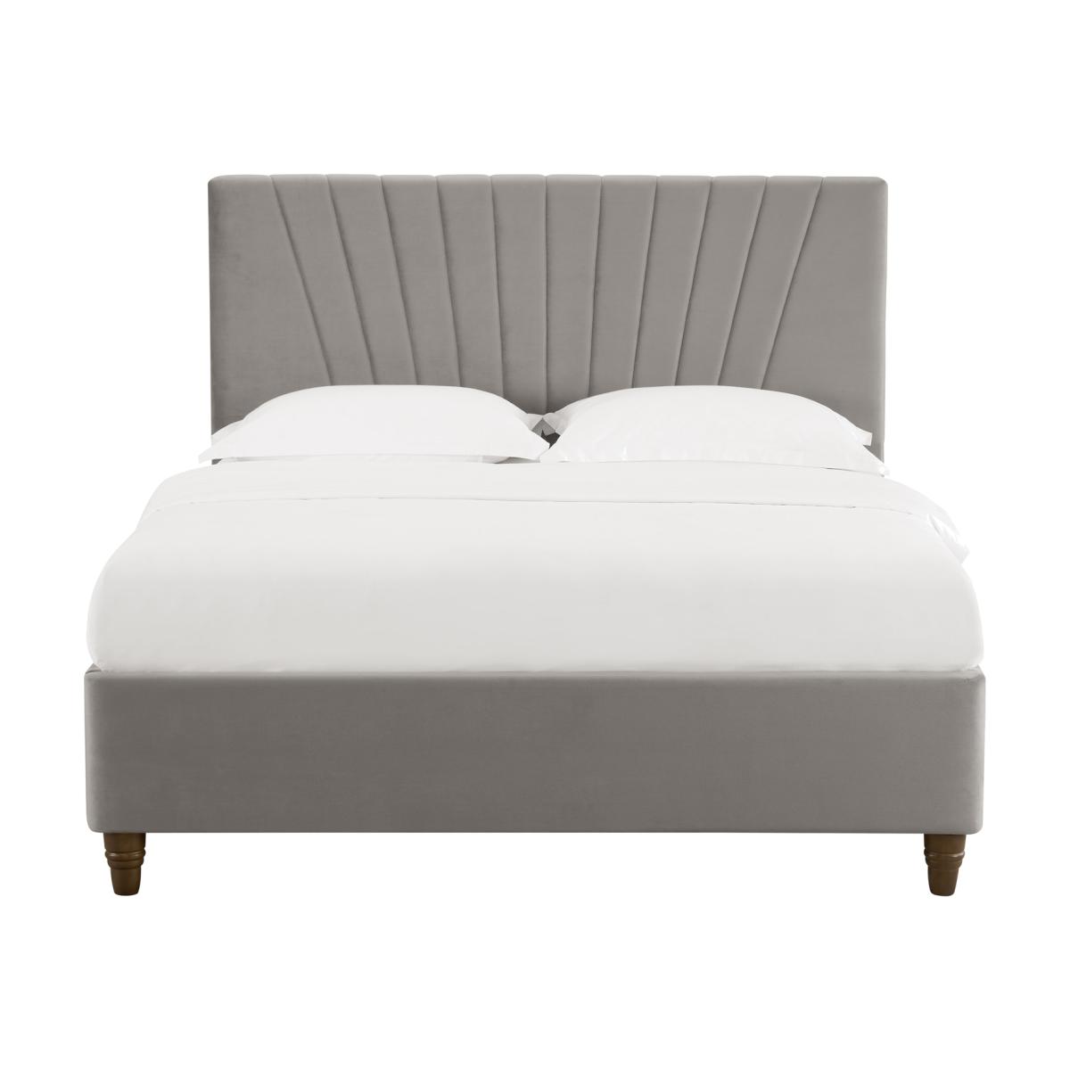Lexie Velvet Bed Frame - Silver / Double – image 1