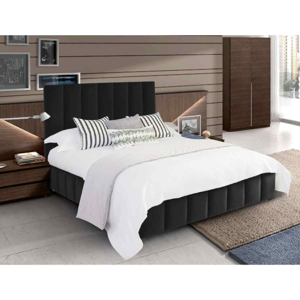 Olexa Upholstered Plush Velvet Bed Frame - Black / Double – image 3