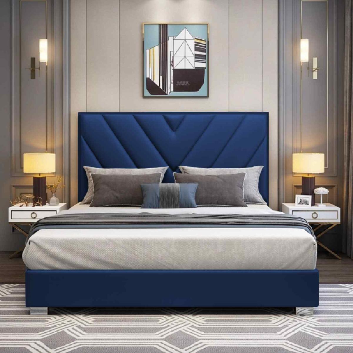 Chloe Upholstered Plush Velvet Bed Frame - Black / Double – image 3