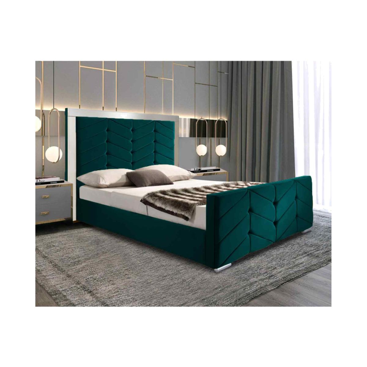 MAlice Upholstered Plush Velvet Bed Frame - Green / Double