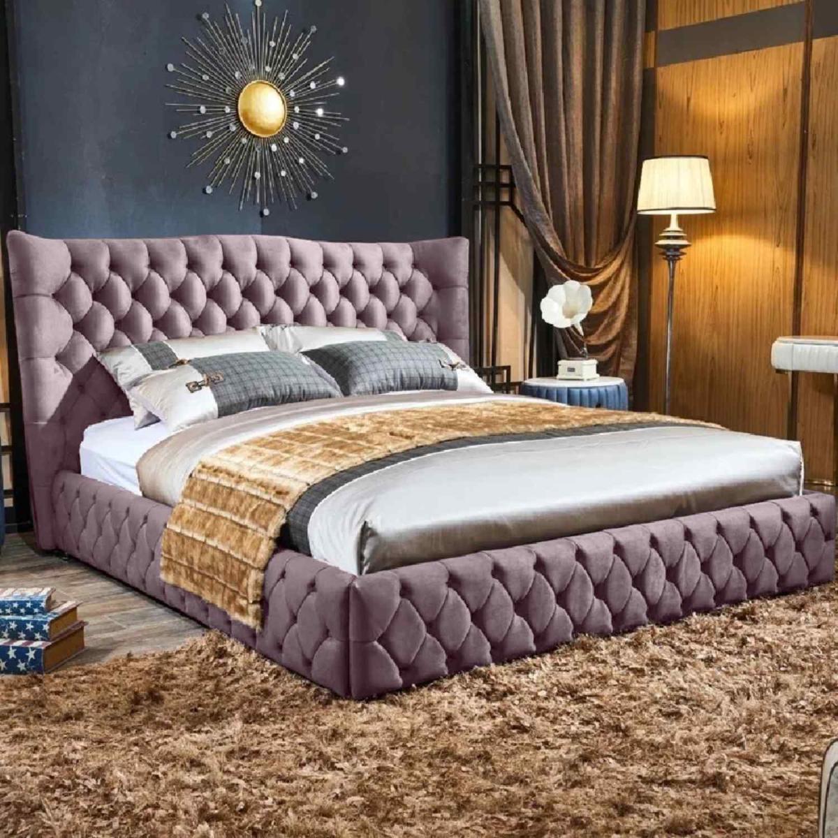 George Upholstered Plush Velvet Bed Frame - Black / Double – image 2