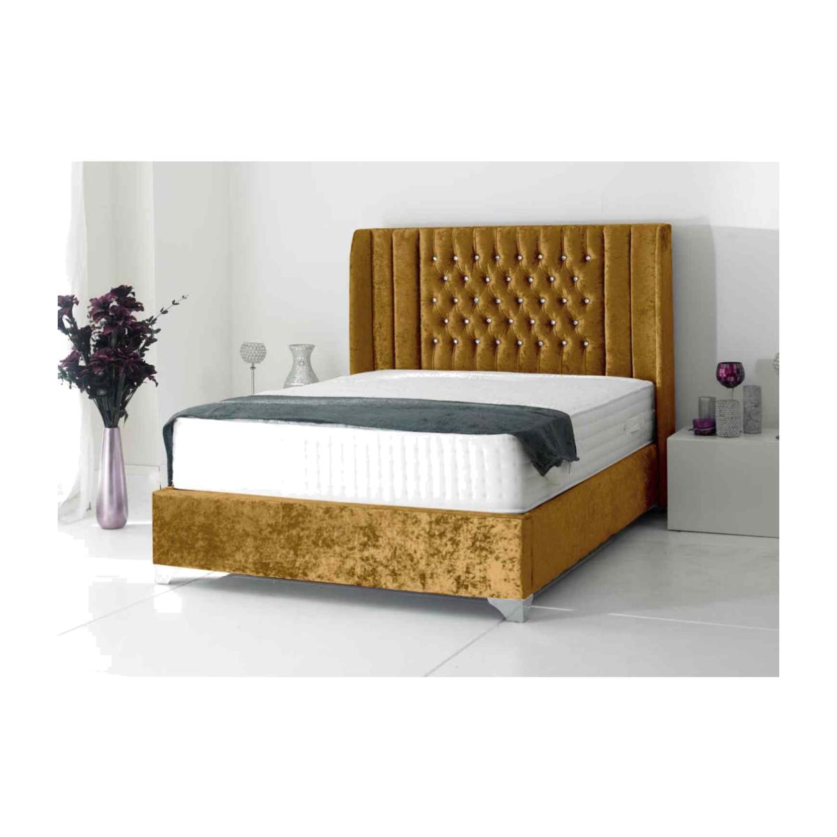 Adil Luxury Modern Plush Velvet Bed Frame - Yellow / Double