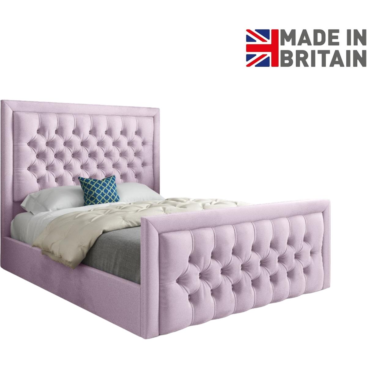 Rovigo Upholstered Soft Velvet Bed Frame - Pink / Double – image 2