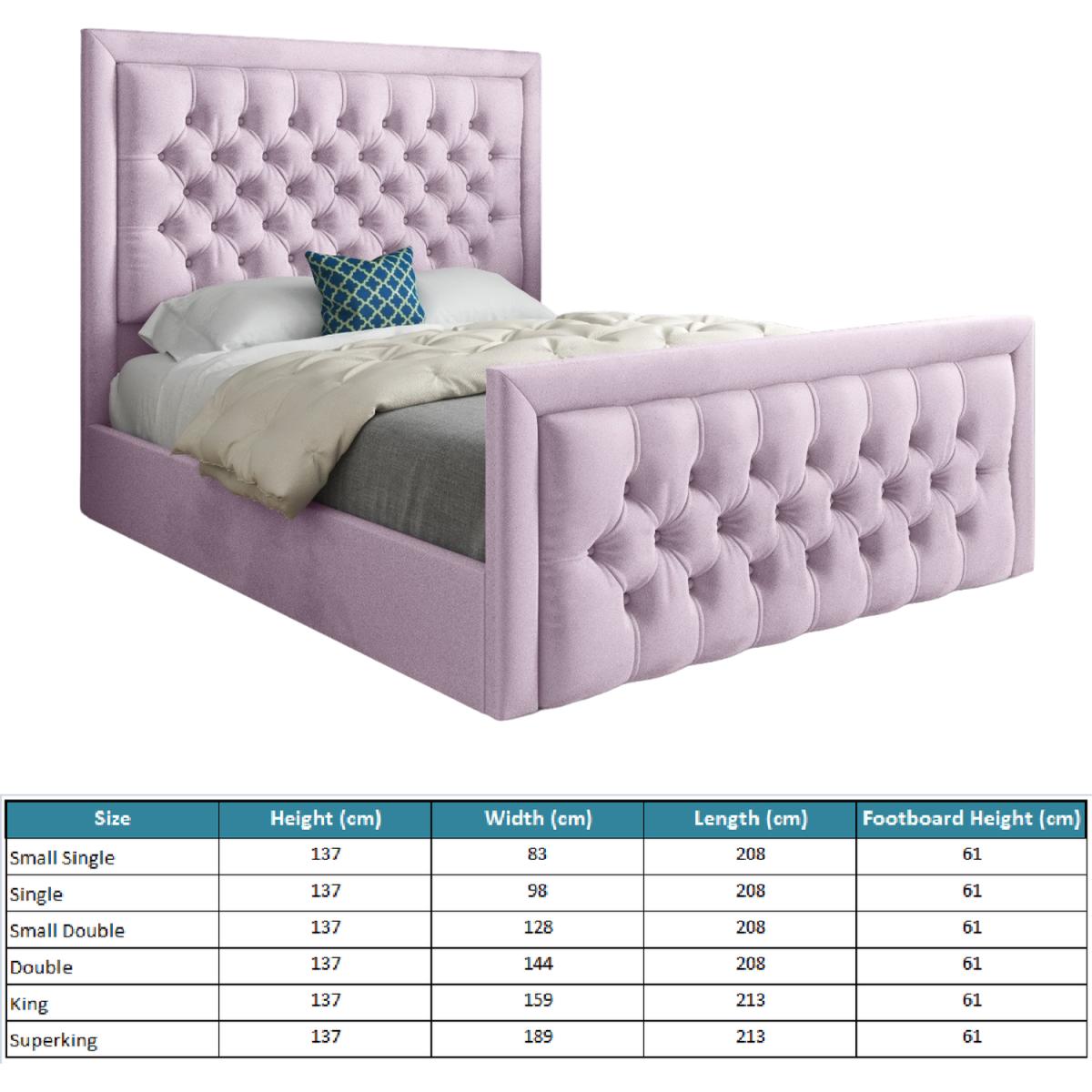 Rovigo Upholstered Soft Velvet Bed Frame - Pink / Double – image 3