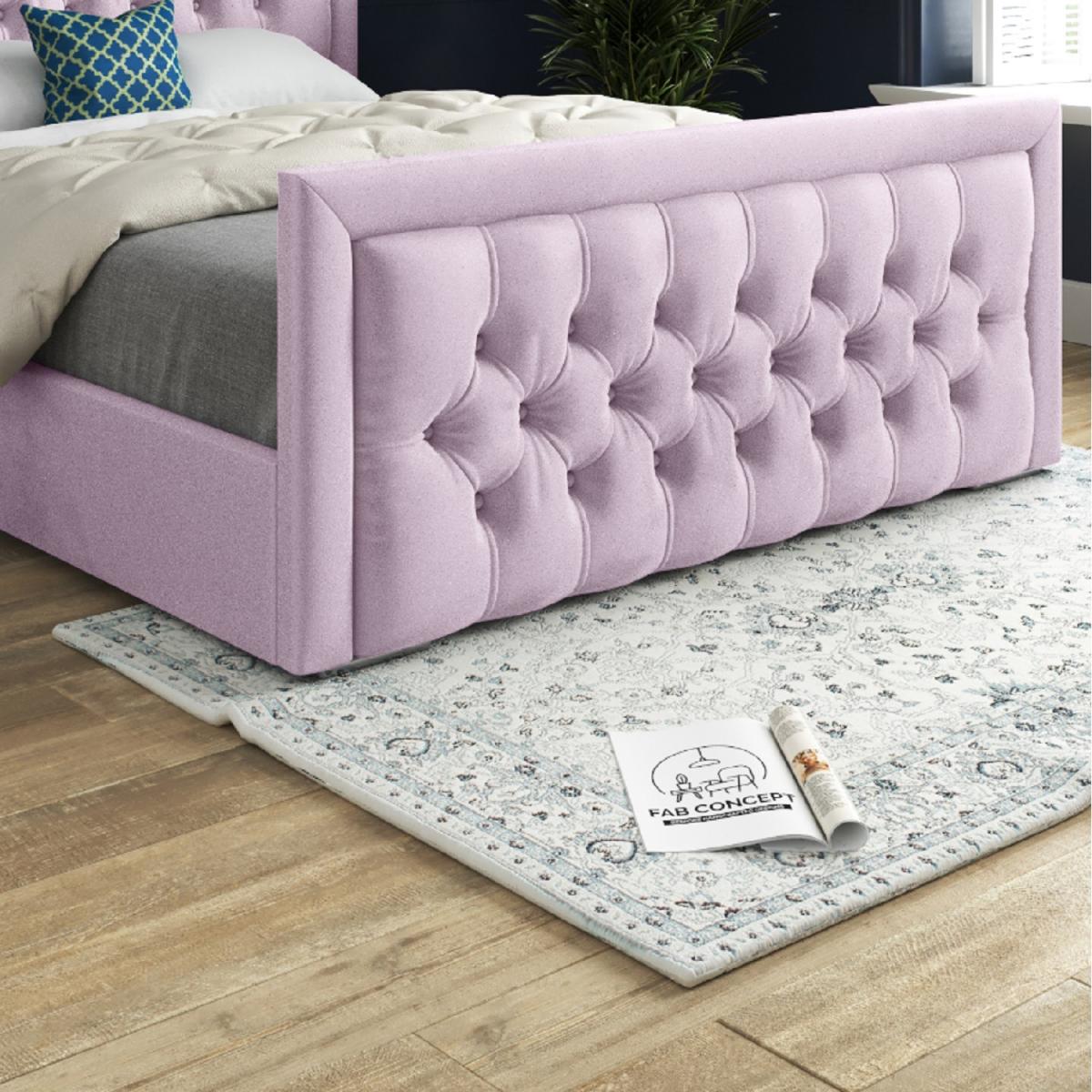 Rovigo Upholstered Soft Velvet Bed Frame - Pink / Double – image 4