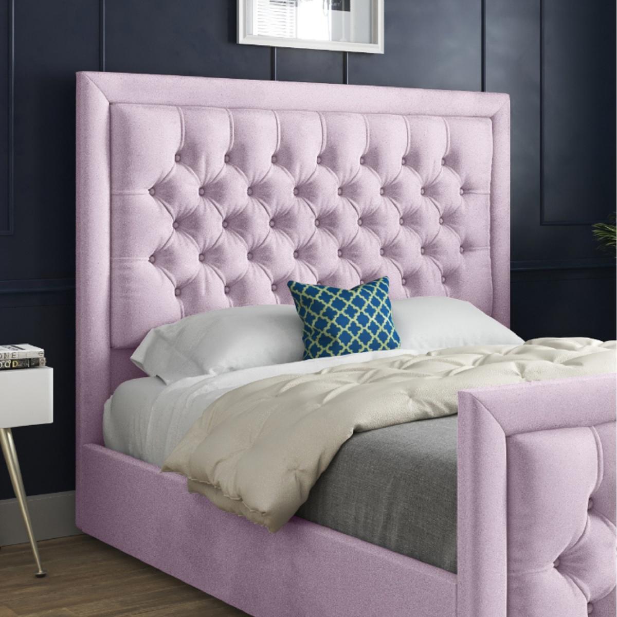 Rovigo Upholstered Soft Velvet Bed Frame - Pink / Double – image 5