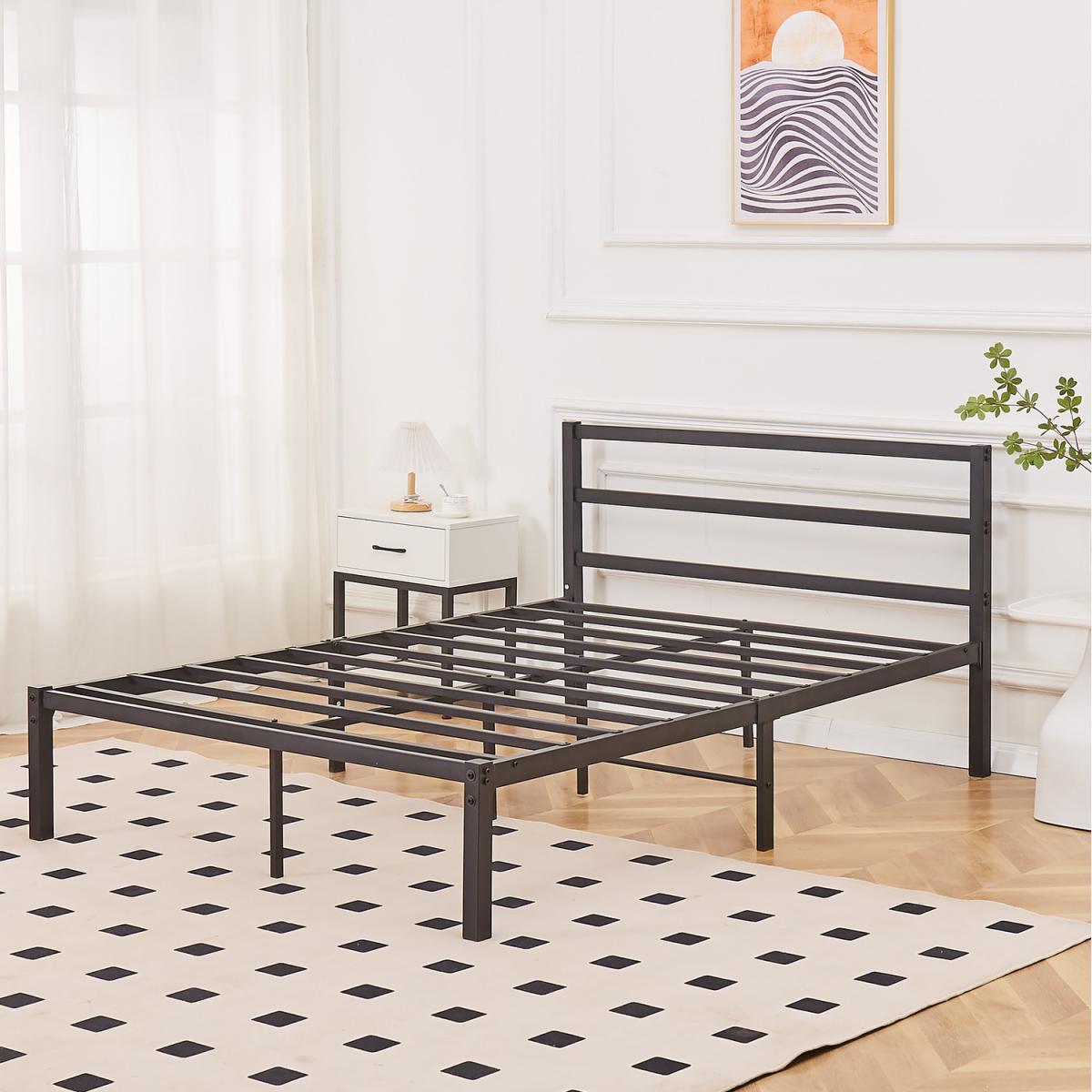 Taylor Minimalist Black Metal Bed Frame - Black / Double – image 3