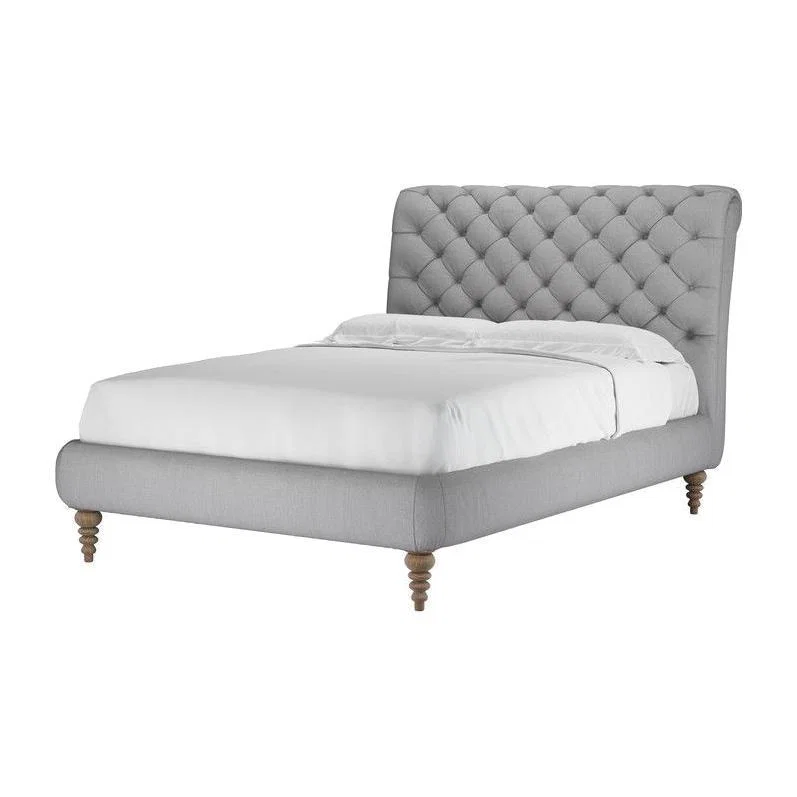 Knightsbridge (No Footboard) Double Bed in Cobble Brushed Linen Cotton - sofa.com – image 1