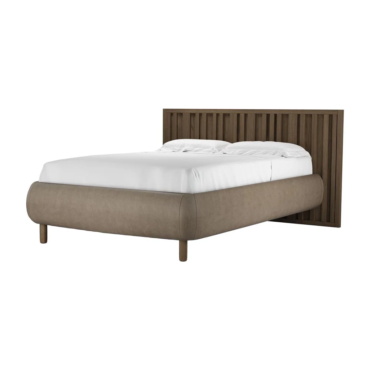 Florence Double Bed in Pewter Grain Leather - sofa.com – image 1