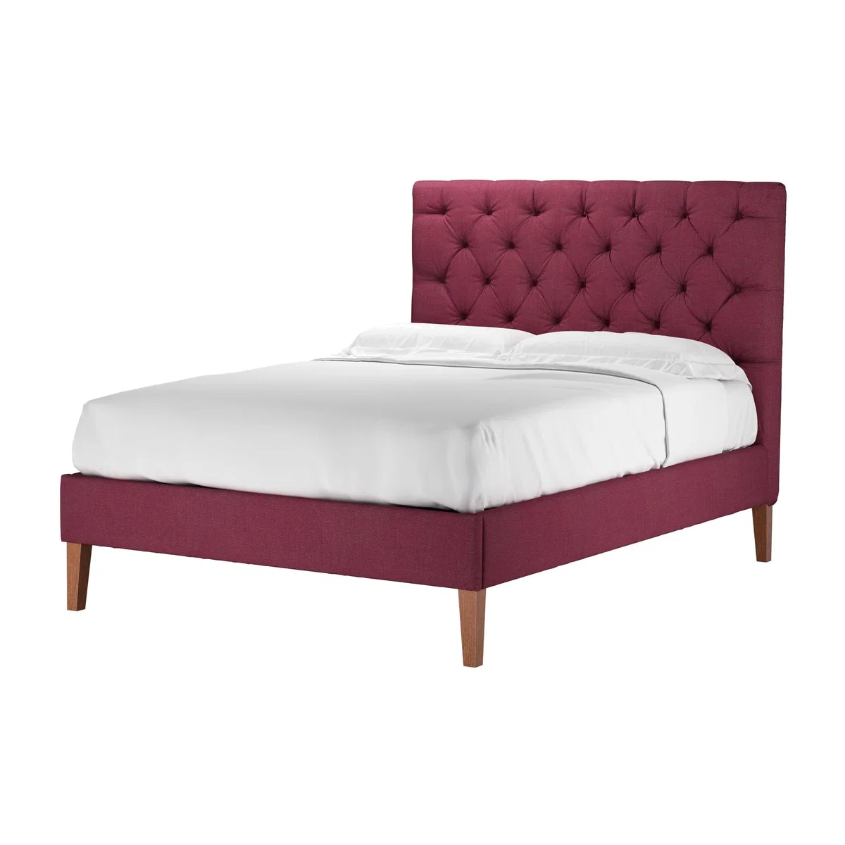 Rosalie 130cm Double Bed in Boysenberry Brushed Linen Cotton - sofa.com – image 1