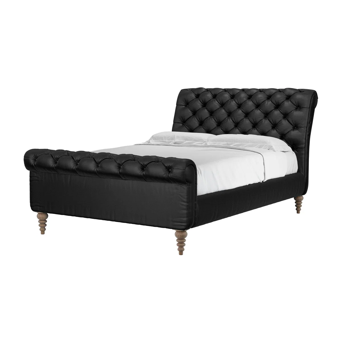 Knightsbridge Double Bed in Smoke Soft Leather - sofa.com – image 1
