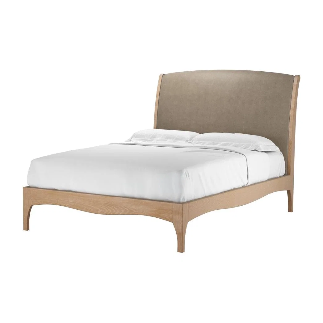 Emilia Double Bed in Pewter Grain Leather - sofa.com – image 1