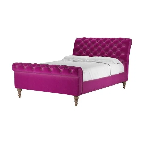 Knightsbridge Double Bed in Peony Cotton Matt Velvet - sofa.com – image 1