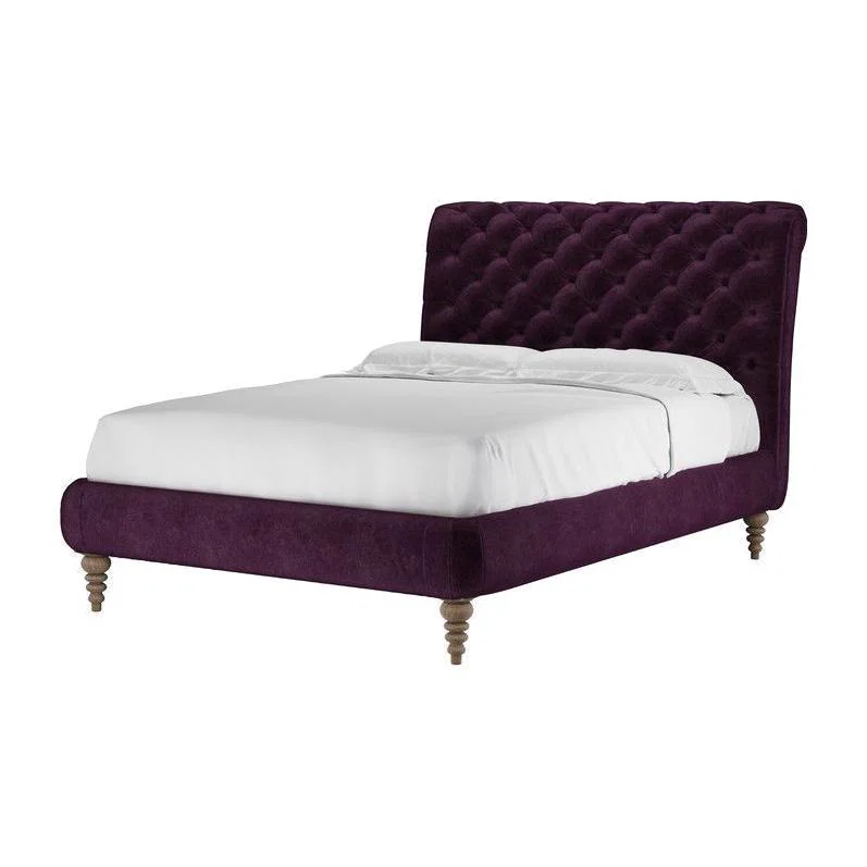 Knightsbridge (No Footboard) Double Bed in Plum Smart Velvet - sofa.com – image 1