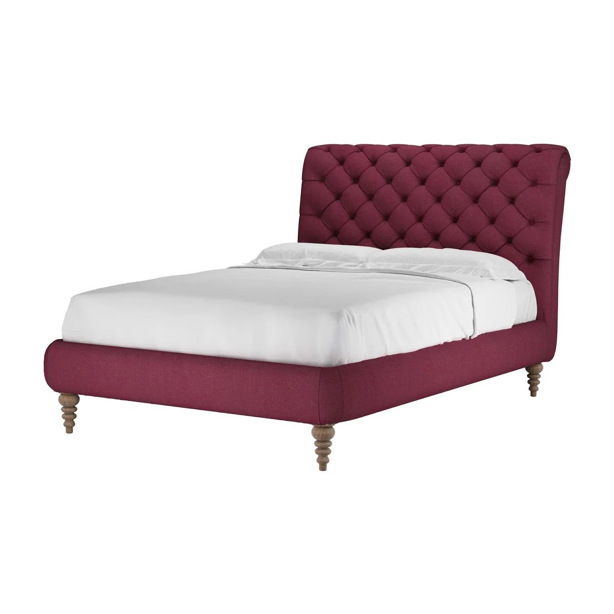 Knightsbridge (No Footboard) Double Bed in Boysenberry Brushed Linen Cotton - sofa.com – image 1
