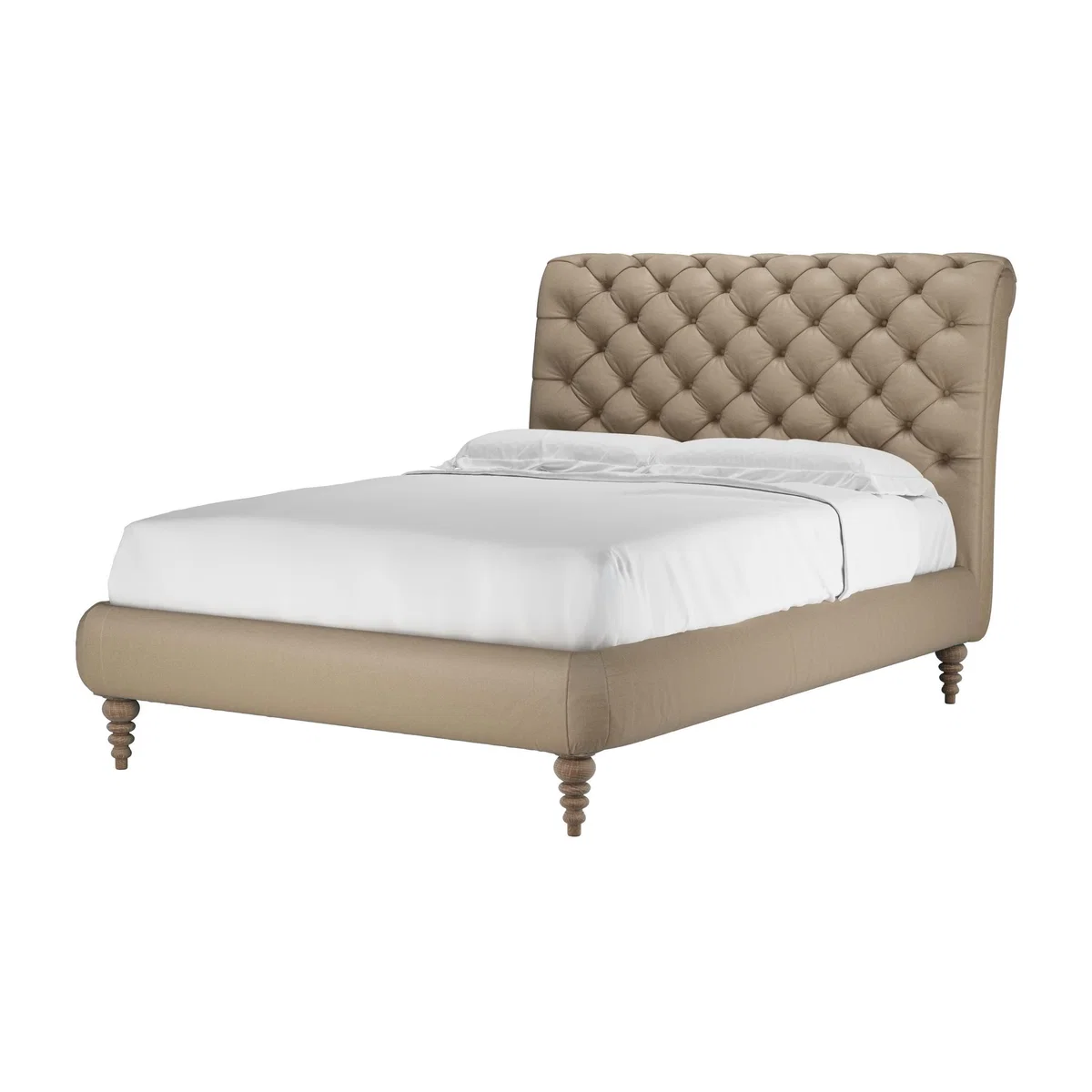 Knightsbridge (No Footboard) Double Bed in Coconut Soft Leather - sofa.com – image 1