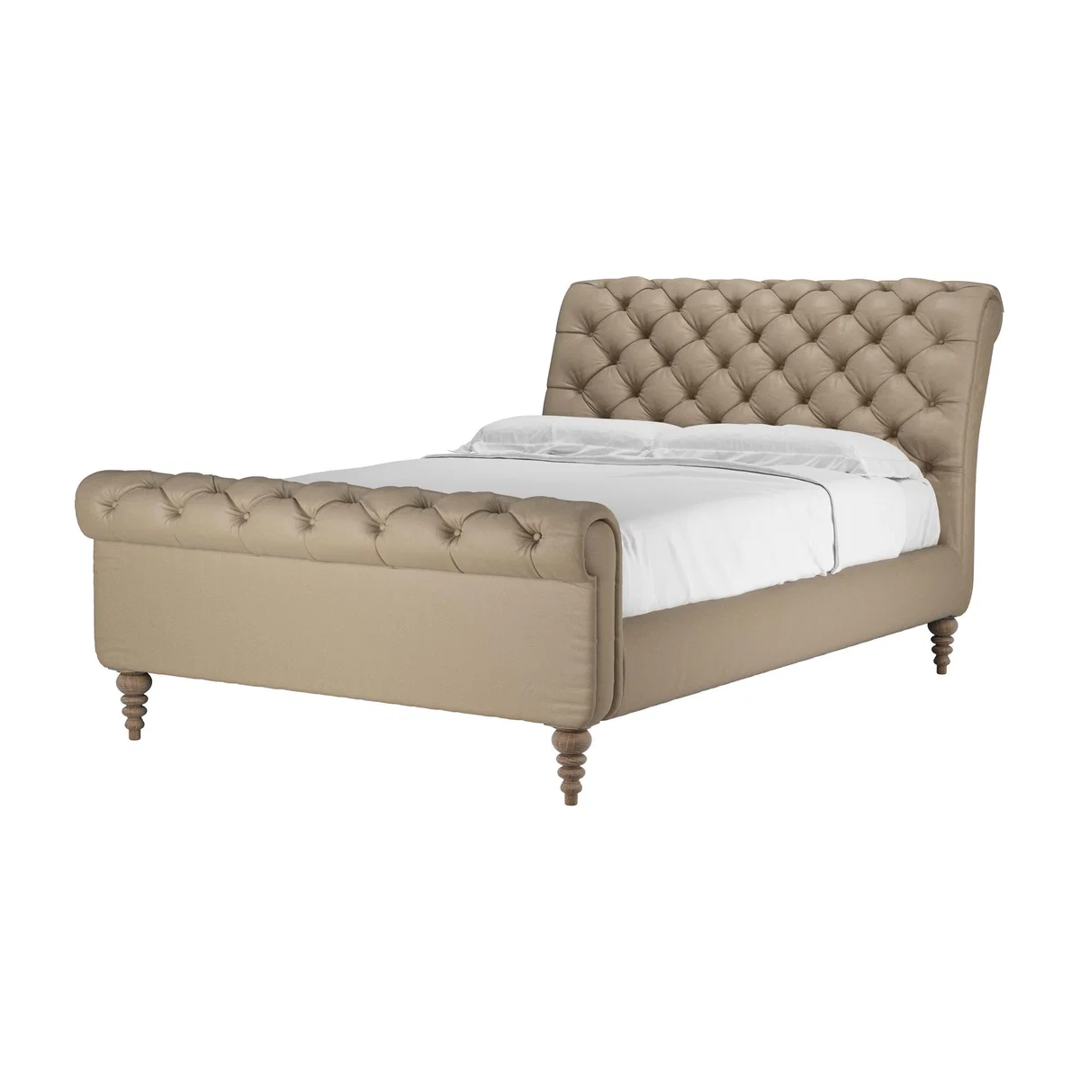 Knightsbridge Double Bed in Coconut Soft Leather - sofa.com – image 1