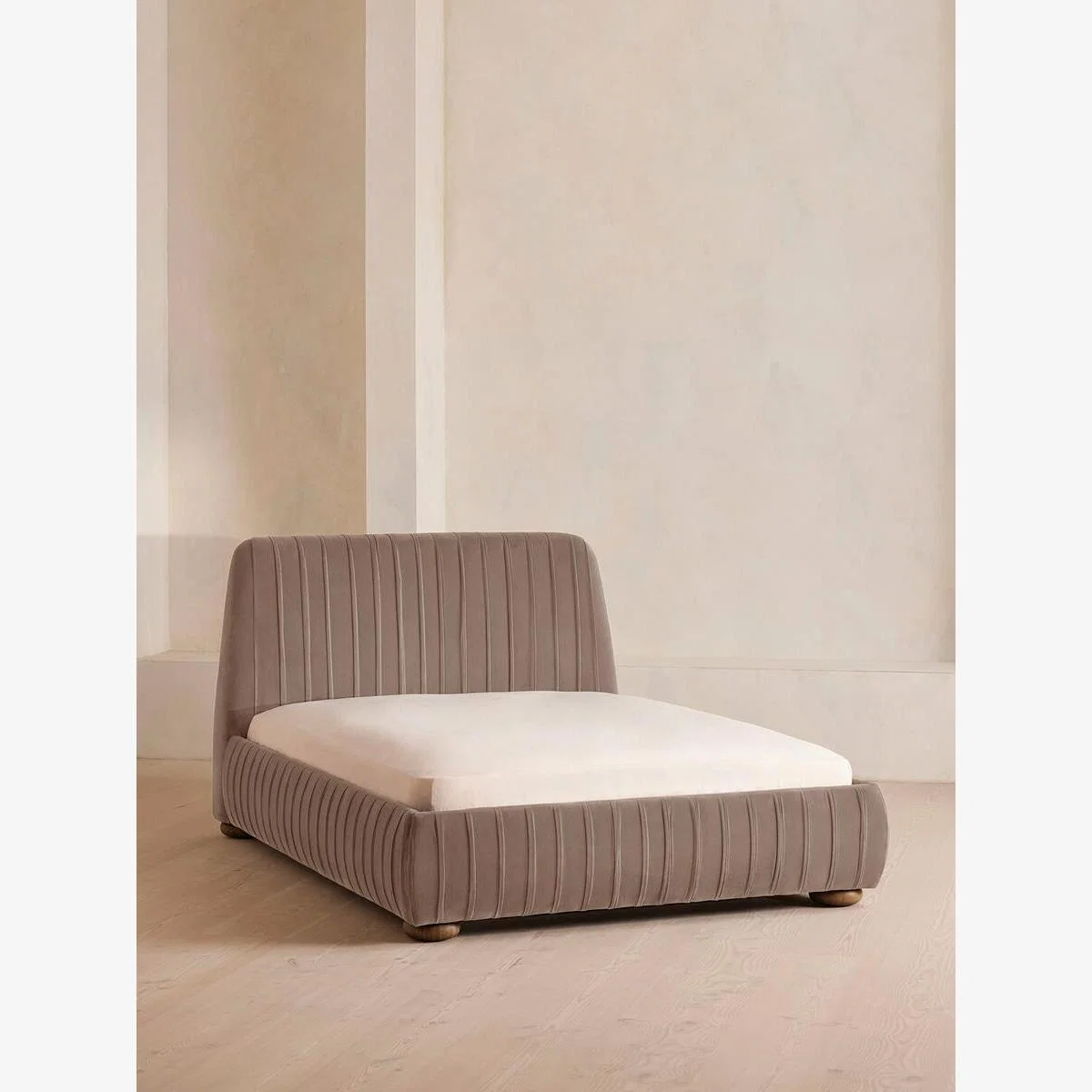 Vivienne Bed, Double, Velvet, Taupe – image 1