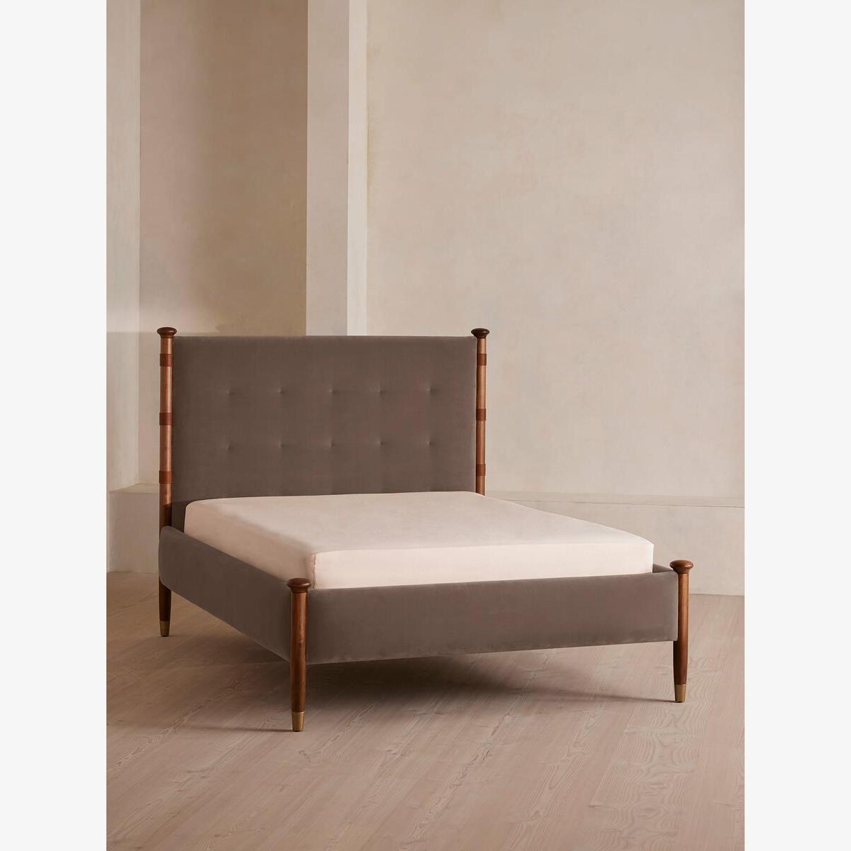 Paolo Bed, Double, Velvet, Taupe – image 1