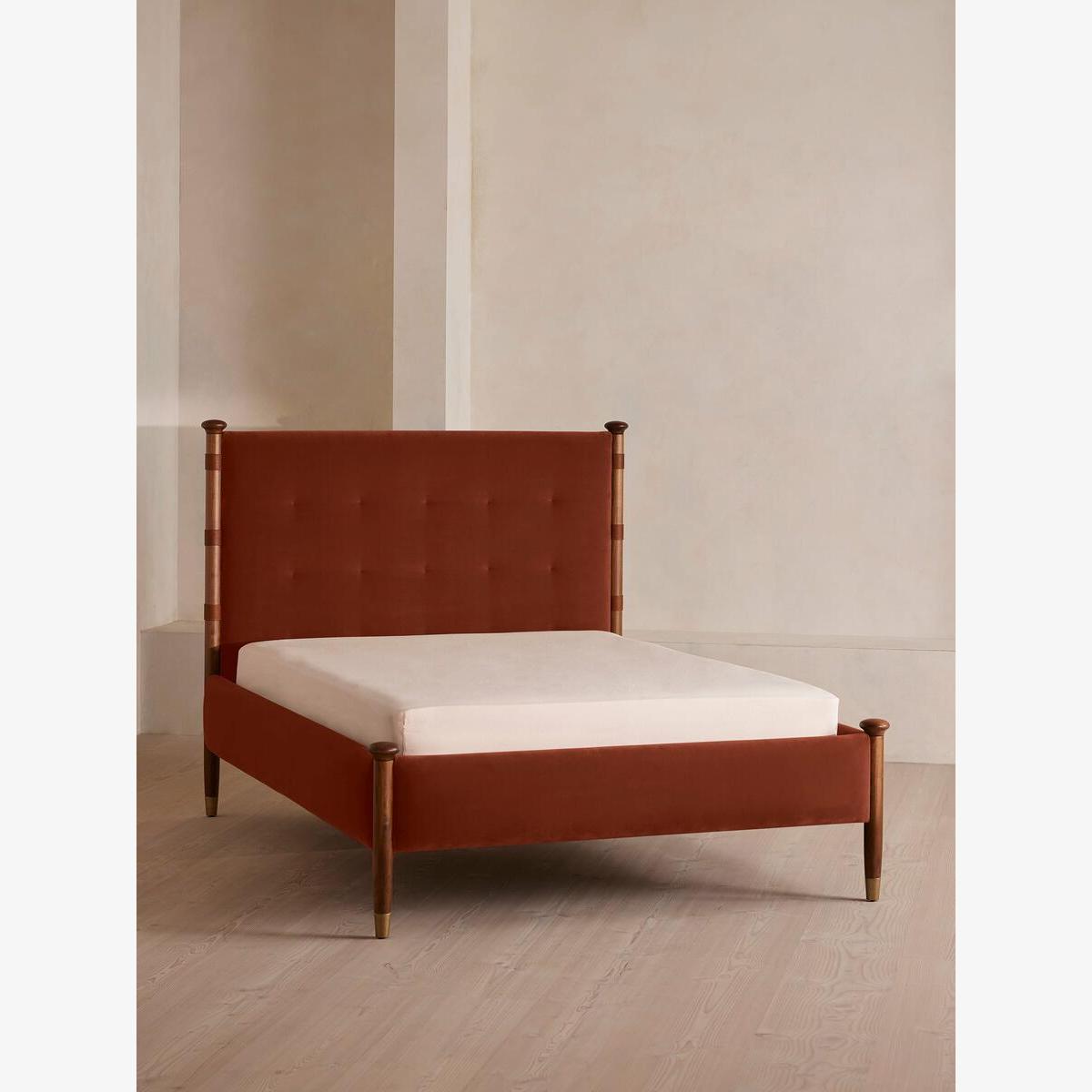 Paolo Bed, Double, Velvet, Rust – image 1