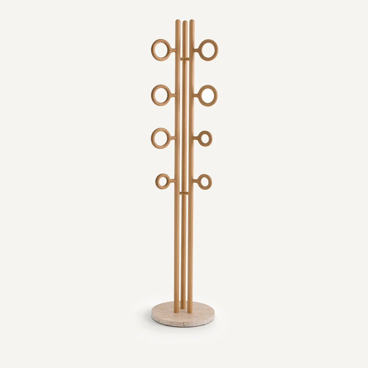 Nayati Oak and Travertine Coat Rack with Rings – image 2