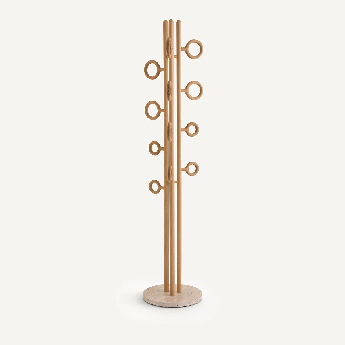 Nayati Oak and Travertine Coat Rack with Rings – image 3