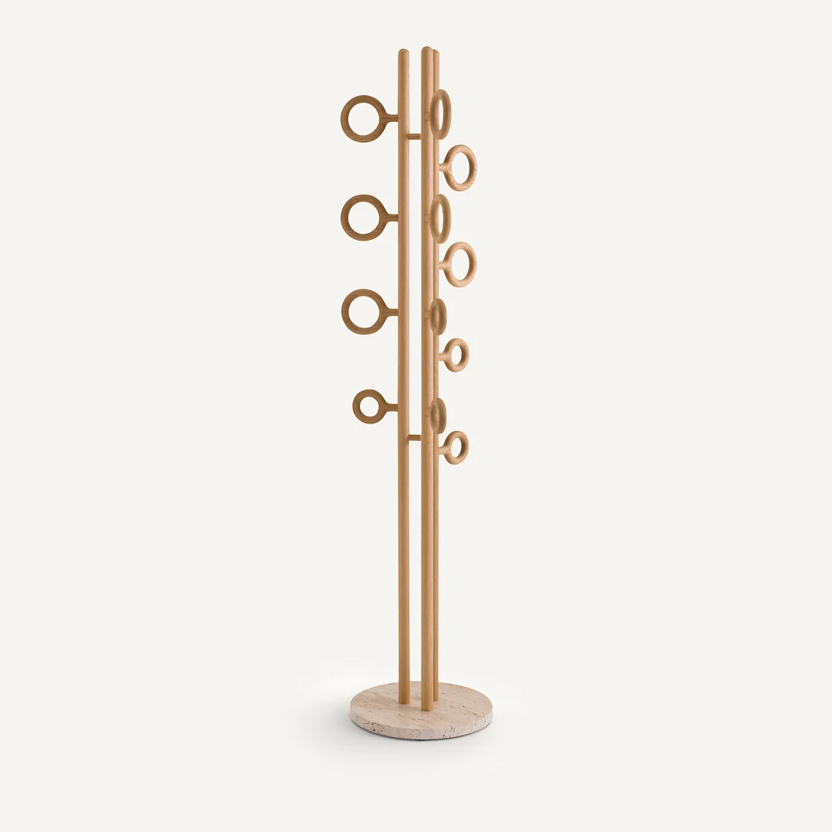 Nayati Oak and Travertine Coat Rack with Rings – image 4