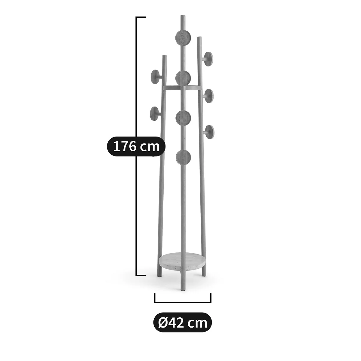 Madilgo Oak & Travertine Coat Rack – image 7