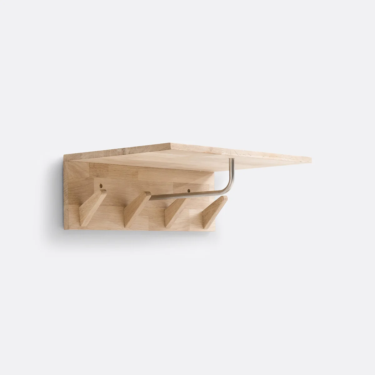 Slofia Light Oak Coat Rack & Shelf with 4 Hooks – image 2