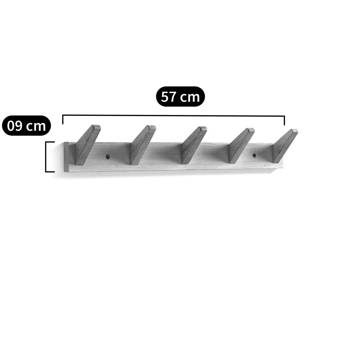Selfrid Oak Coat Rack with 5 Hooks – image 6
