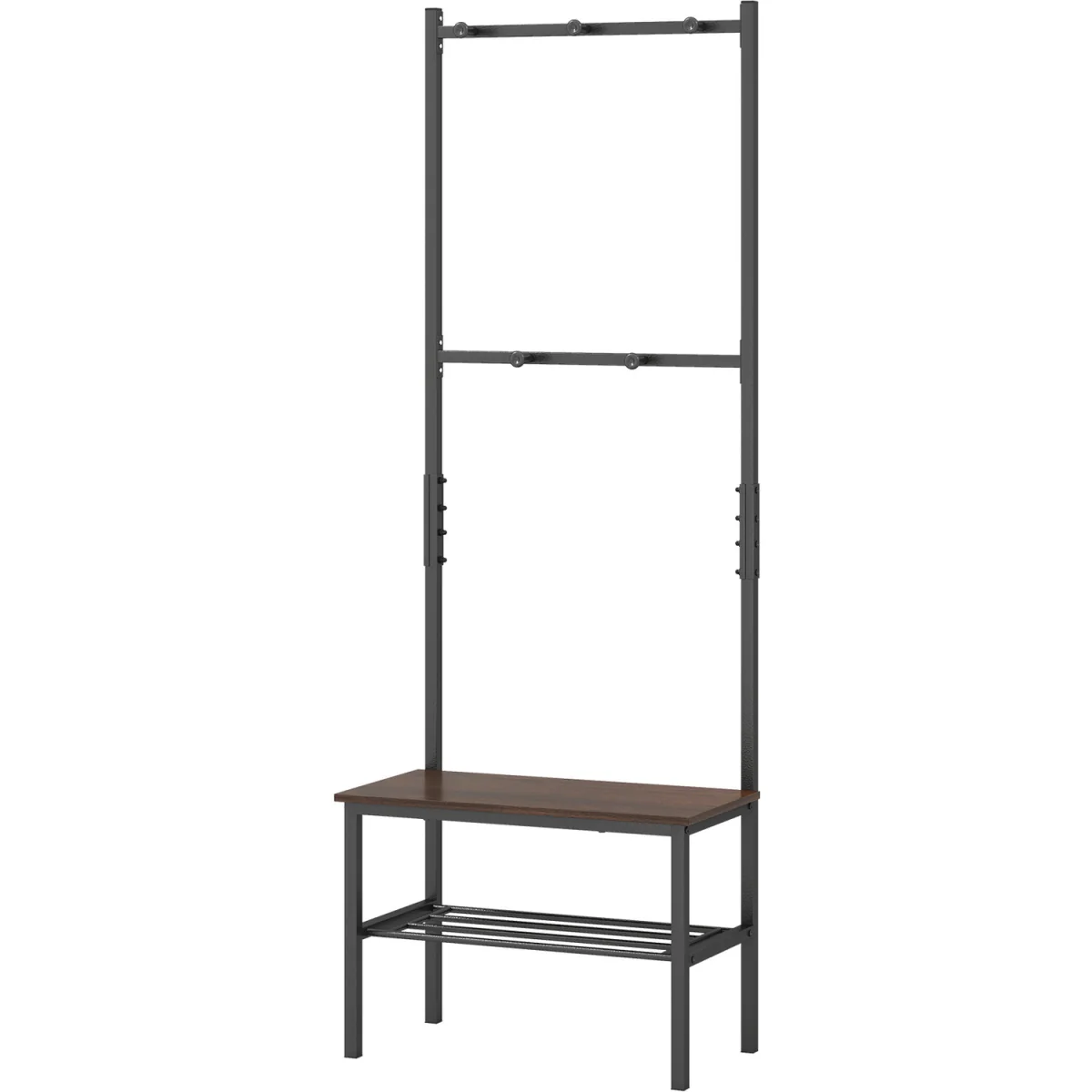 3-in-1 Industrial Hallway Coat Rack - Brown – image 5