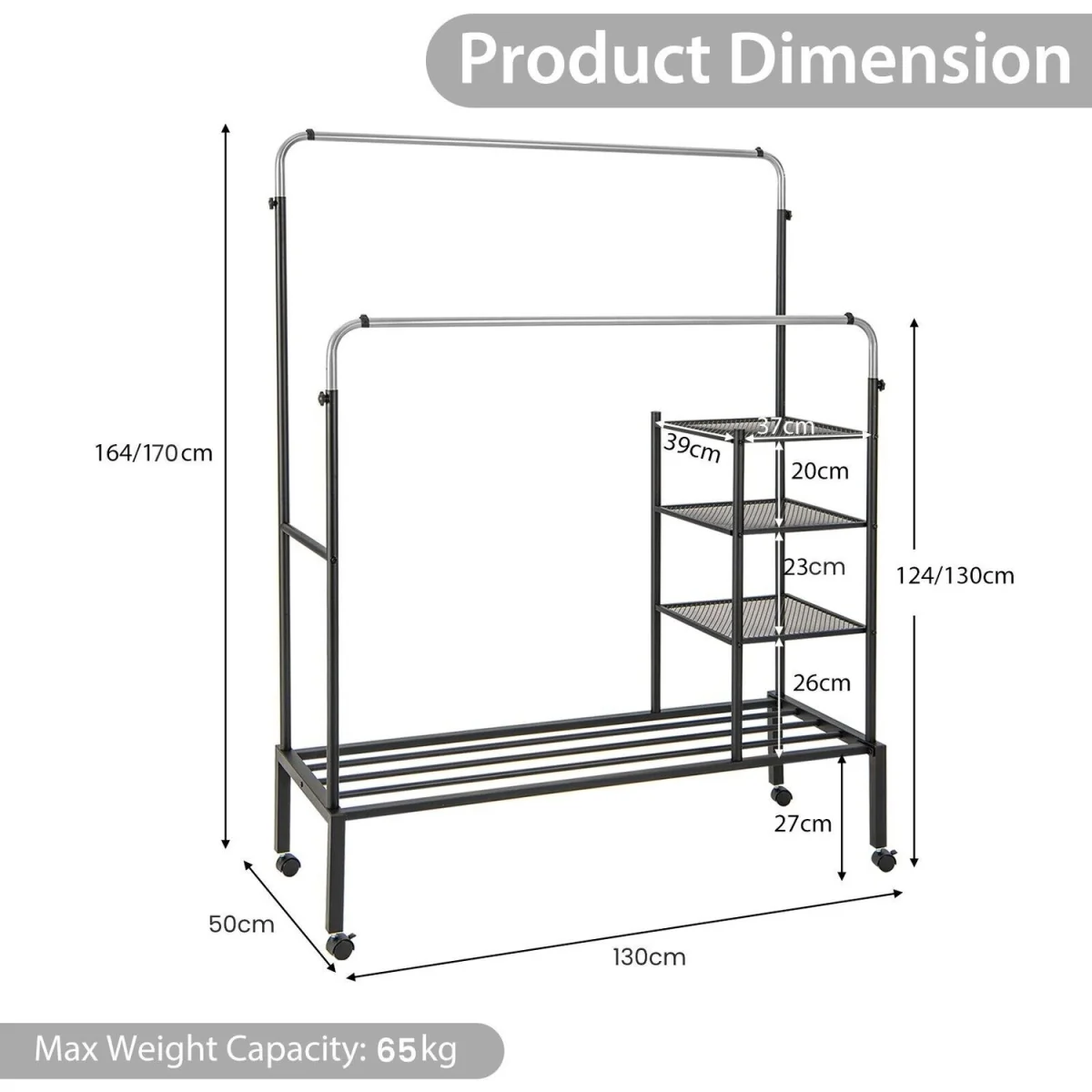 Adjustable Rolling Garment Drying Rack – image 3