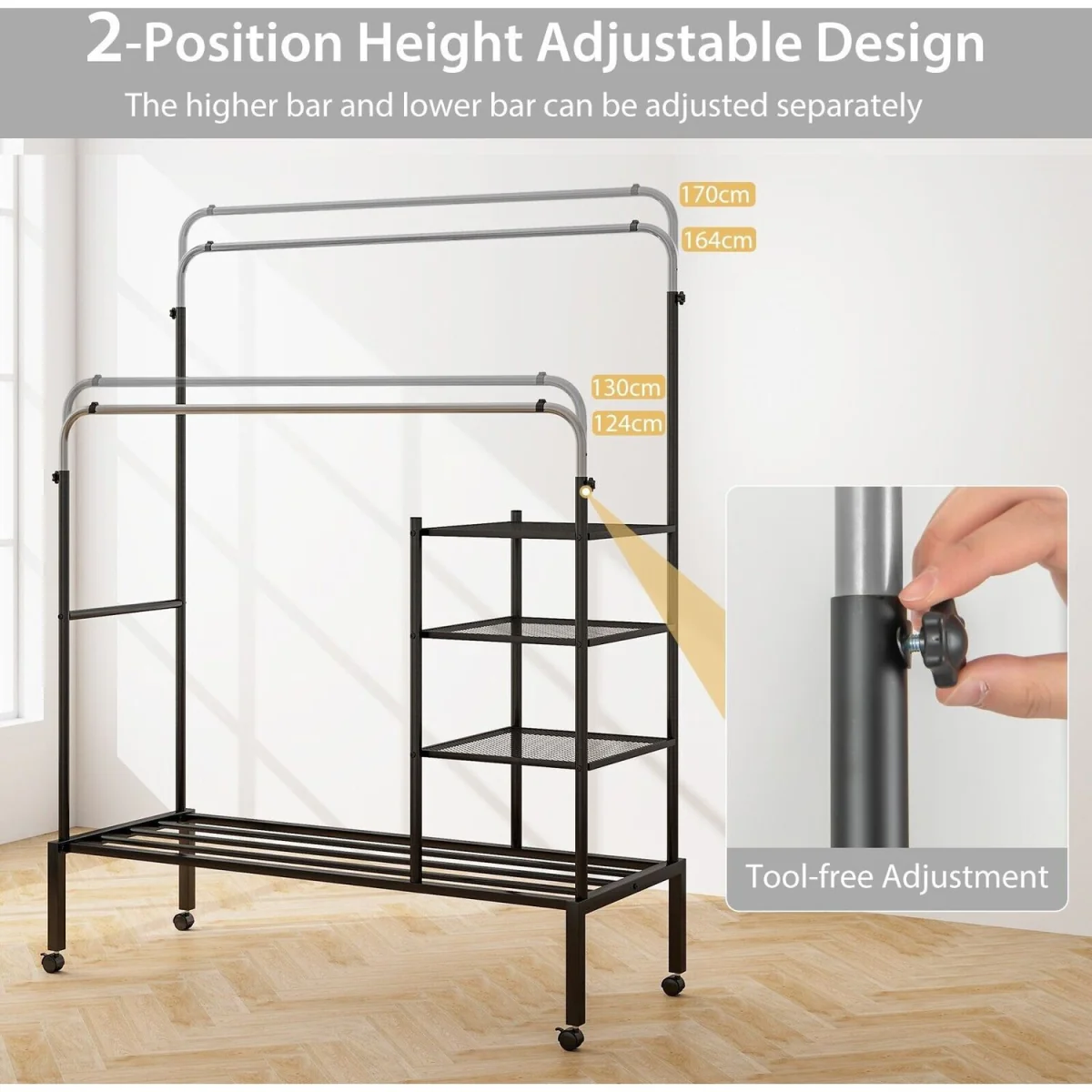 Adjustable Rolling Garment Drying Rack – image 4