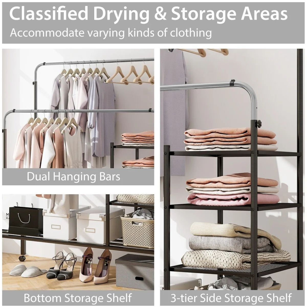 Adjustable Rolling Garment Drying Rack – image 5