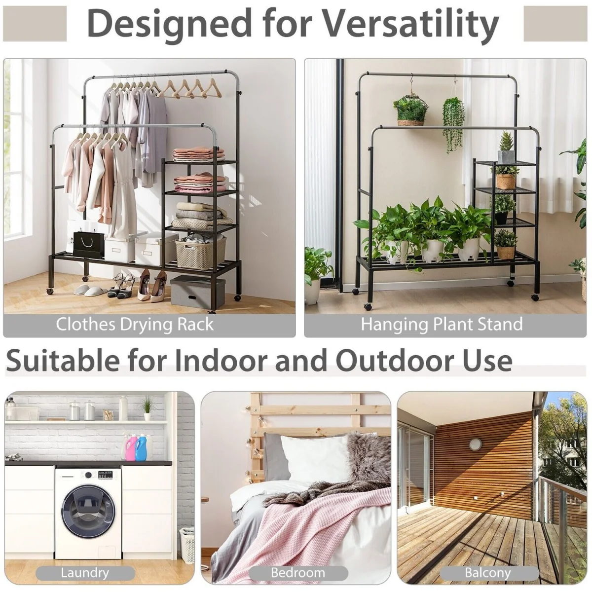 Adjustable Rolling Garment Drying Rack – image 6
