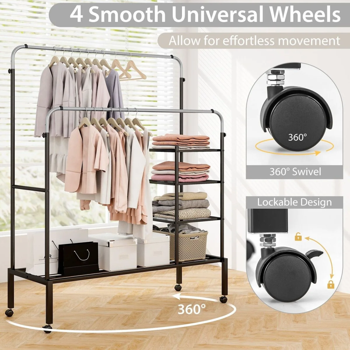 Adjustable Rolling Garment Drying Rack – image 7