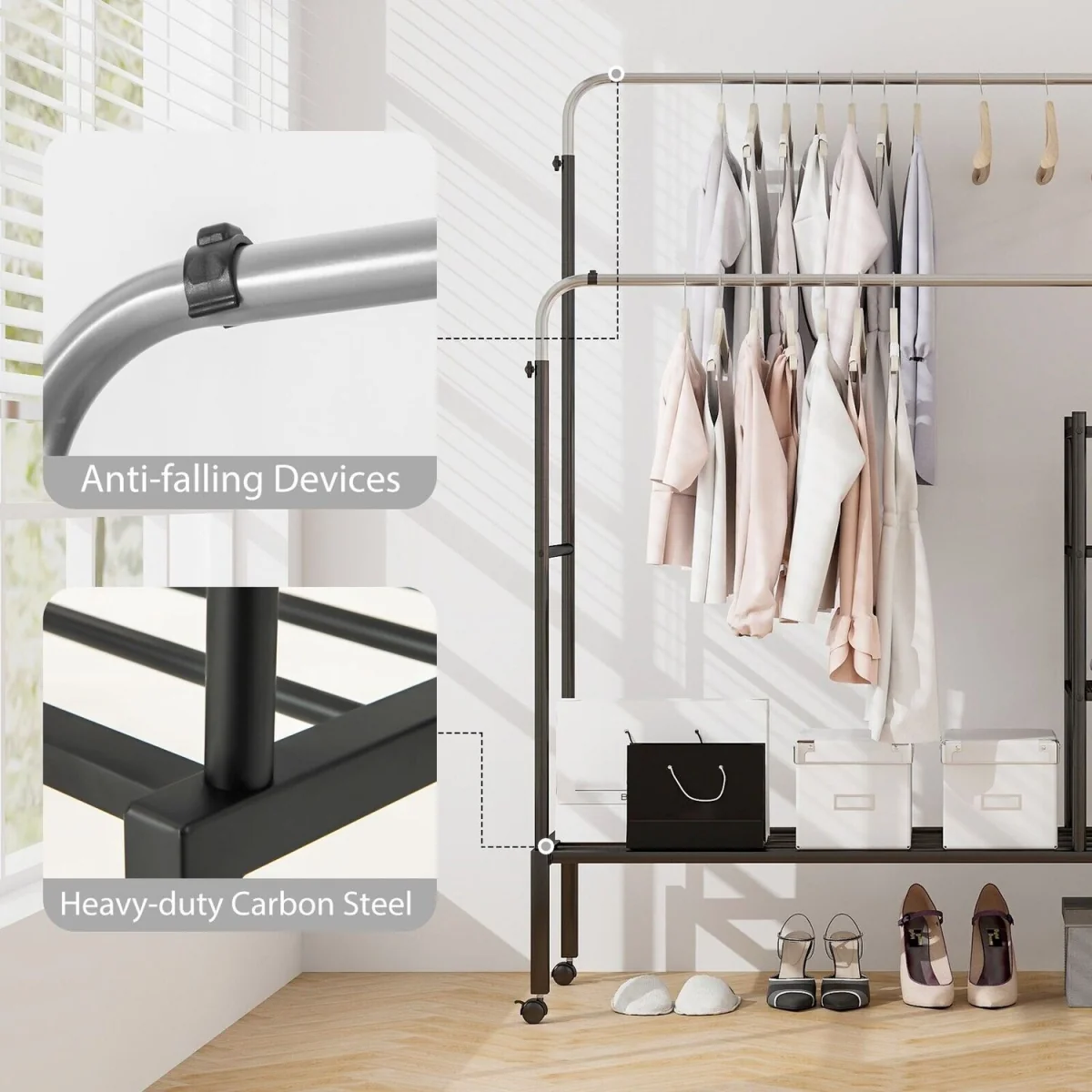 Adjustable Rolling Garment Drying Rack – image 8